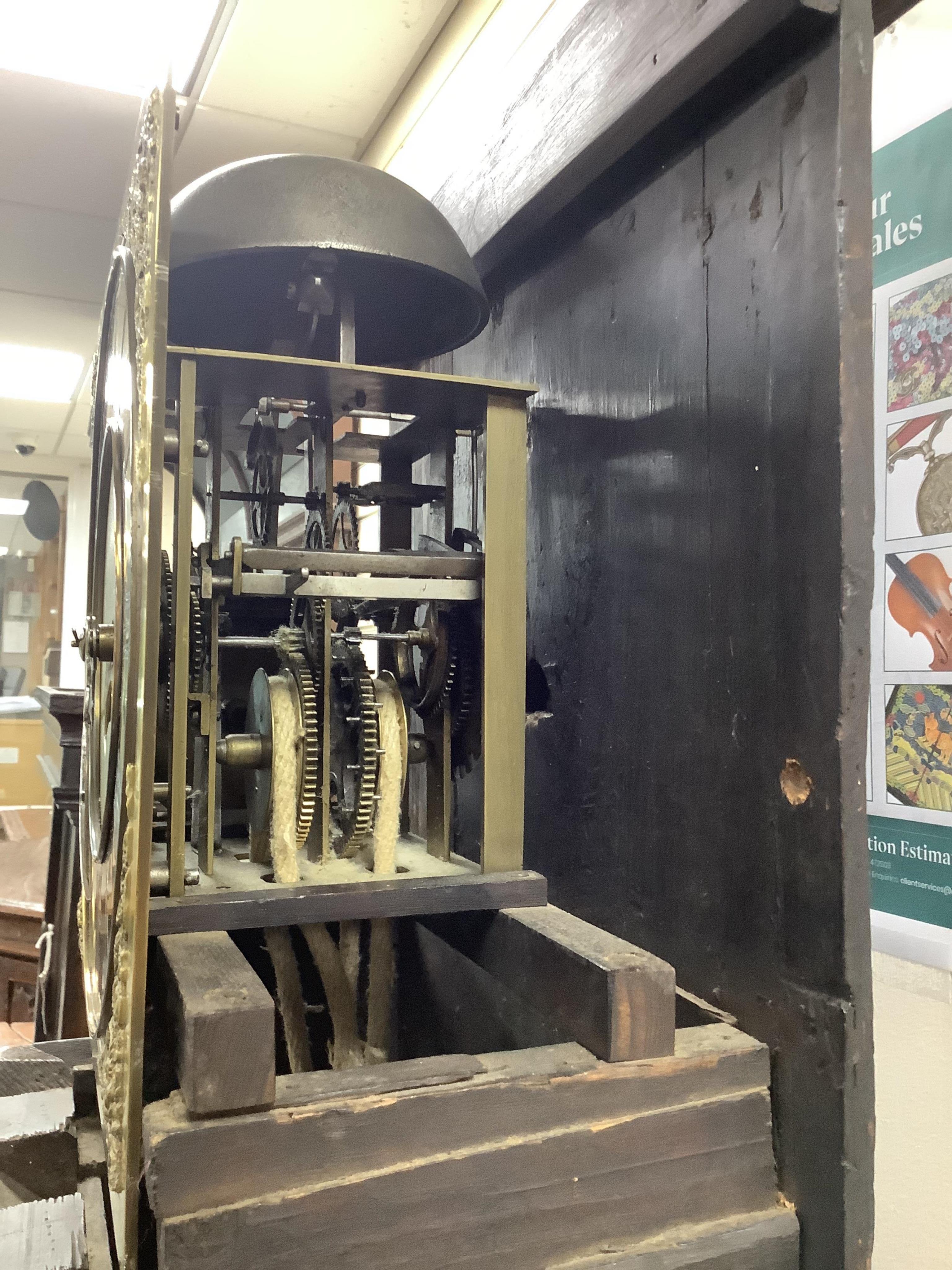 An oak cased thirty hour longcase clock, height 194cm. Condition - fair